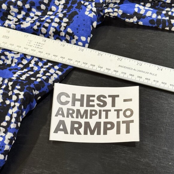 Y2K Kenneth Cole Royal Blue Abstract V-neck Long Sleeve Top Womens Size XL - Picture 8 of 9